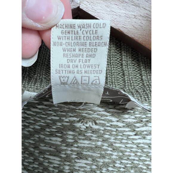 Vintage Full Zip Sweater Women Small Wool Blend Folk Nordic Fair Isle Sage Green - Picture 7 of 11